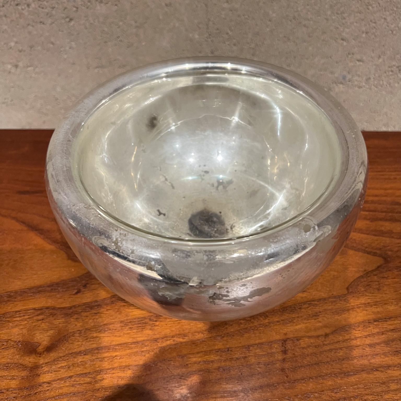 Mexican 1950s Silver Mercury Glass Bowl Style Luis Barragan Mexico For Sale