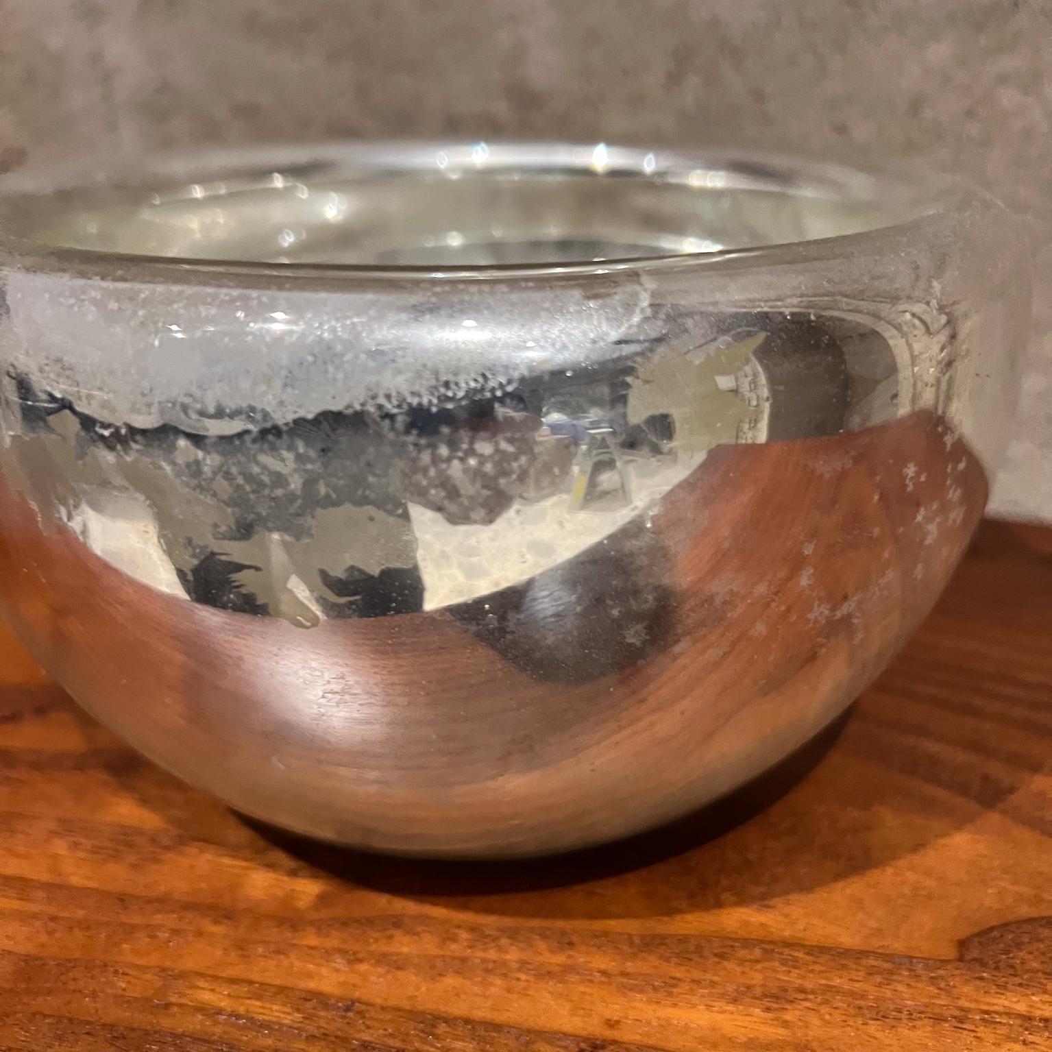 1950s Silver Mercury Glass Bowl Style Luis Barragan Mexico In Fair Condition For Sale In Chula Vista, CA