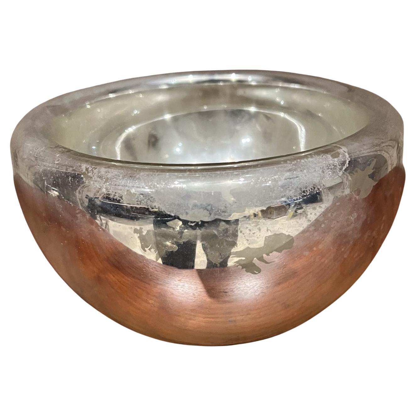 1950s Silver Mercury Glass Bowl Style Luis Barragan Mexico For Sale