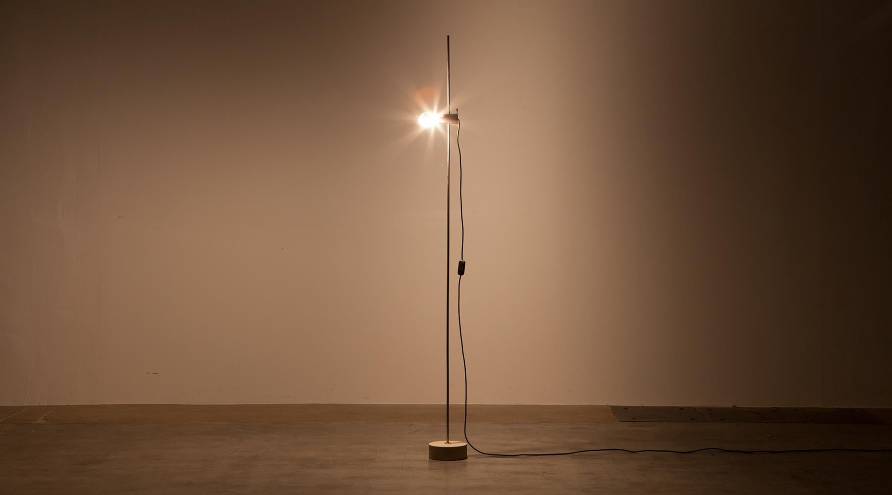 1950s Silver Metal Pair of Floor Lamps by Tito Agnoli 1