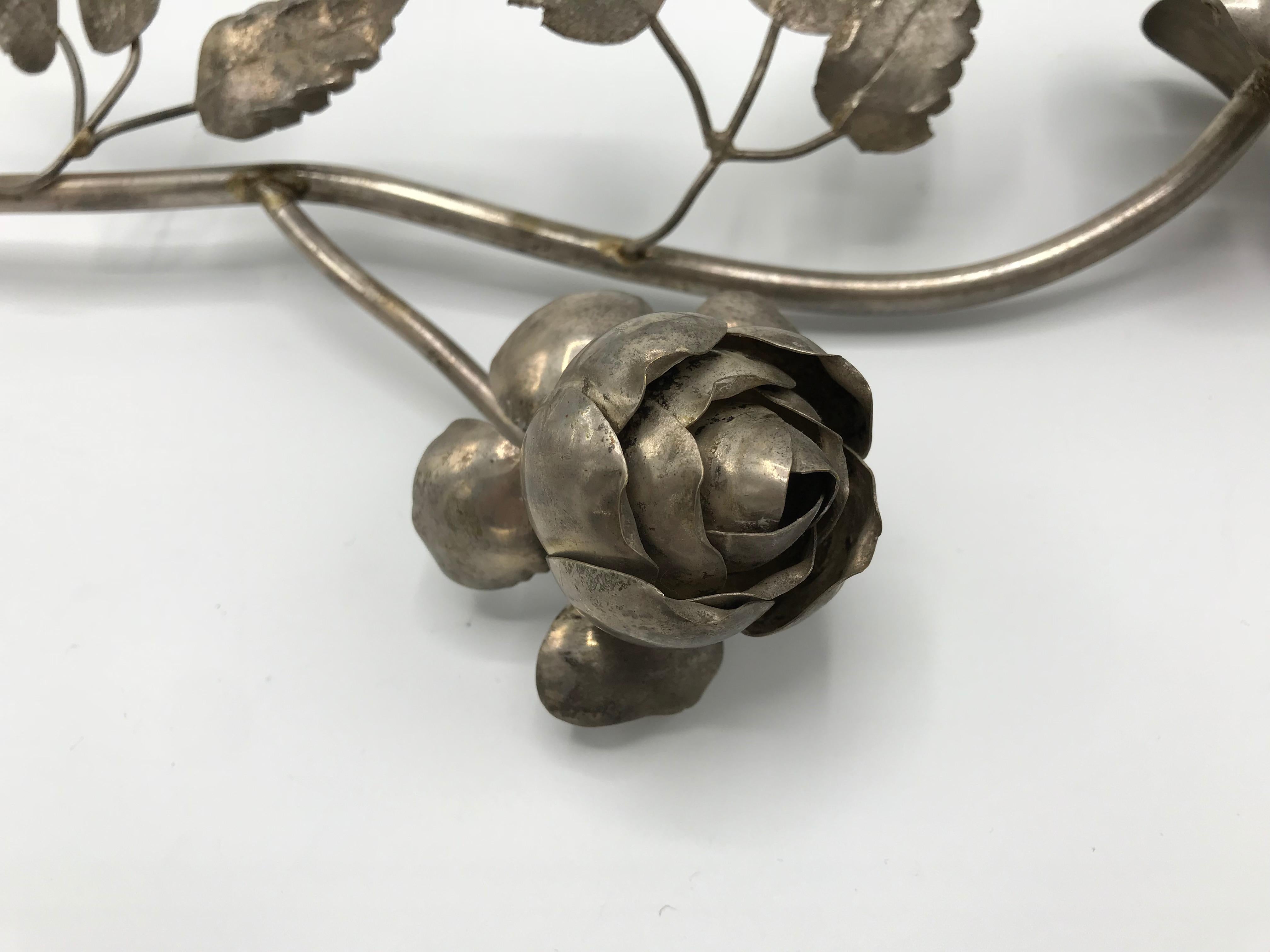 1950s Silver Plate Rose Stem Sculpture 4