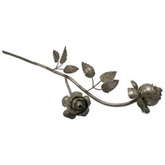 1950s Silver Plate Rose Stem Sculpture