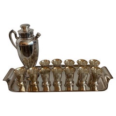 1950s Silver Plated R Monogrammed Cocktail Set