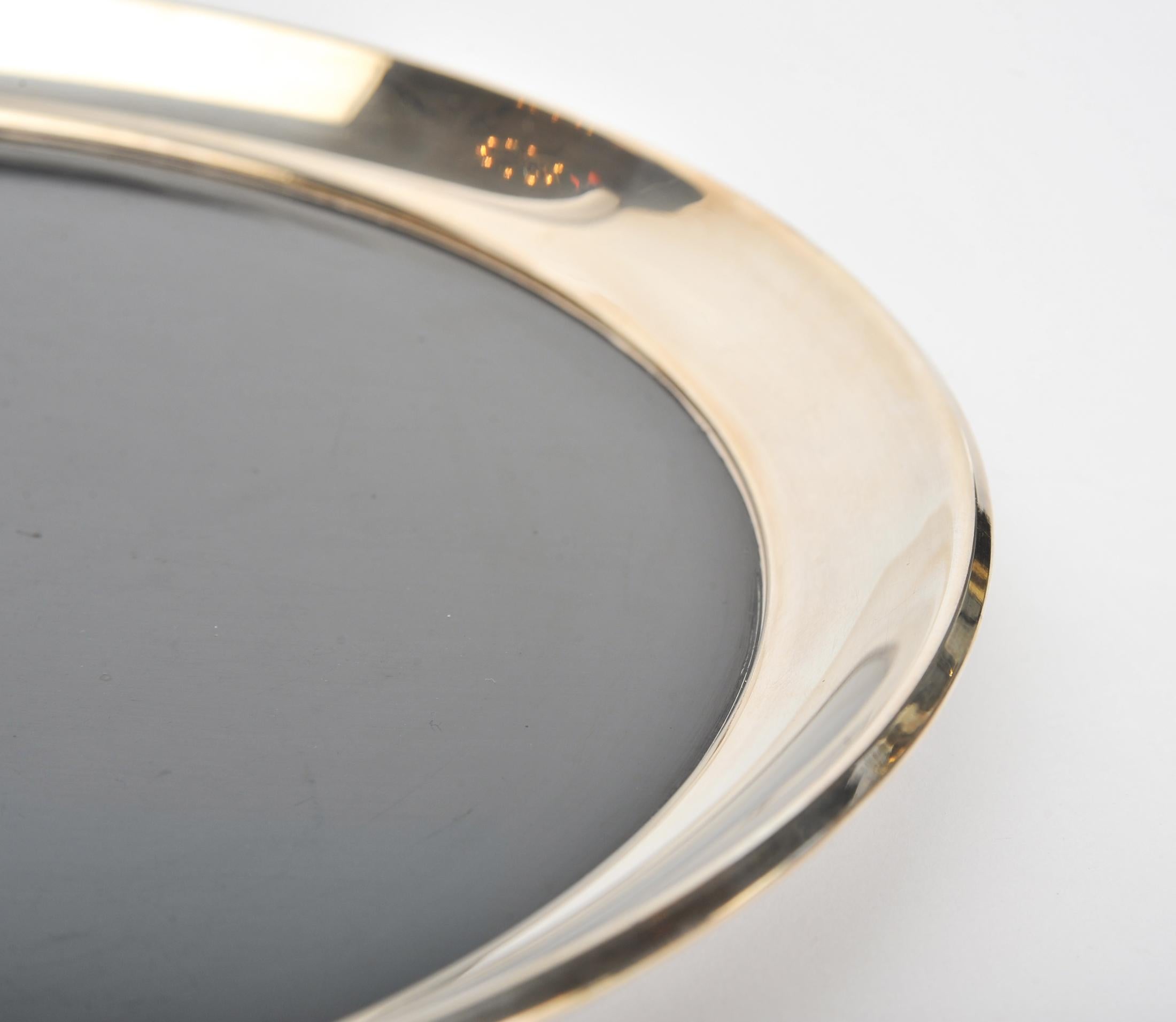 Mid-20th Century 1950s silver rimmed American circular tray