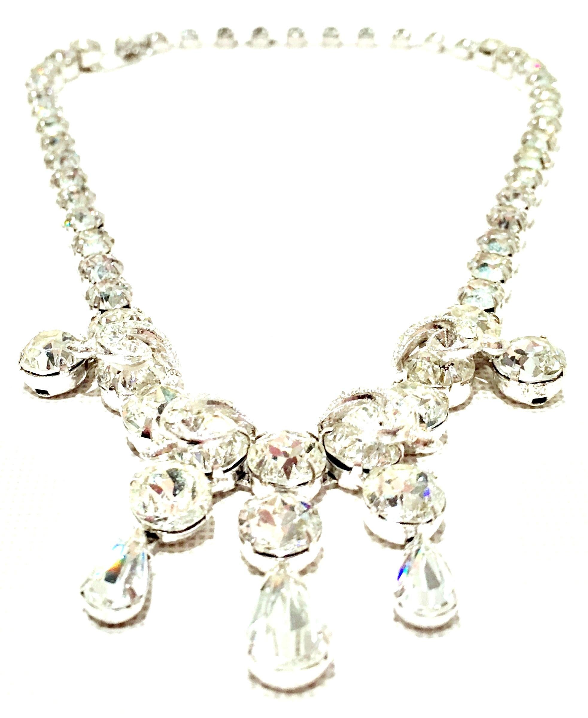1950'S Silver & Swarovski Crystal Choker Style Necklace By, Eisenberg For Sale 3