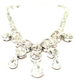 1950'S Silver & Swarovski Crystal Choker Style Necklace By, Eisenberg