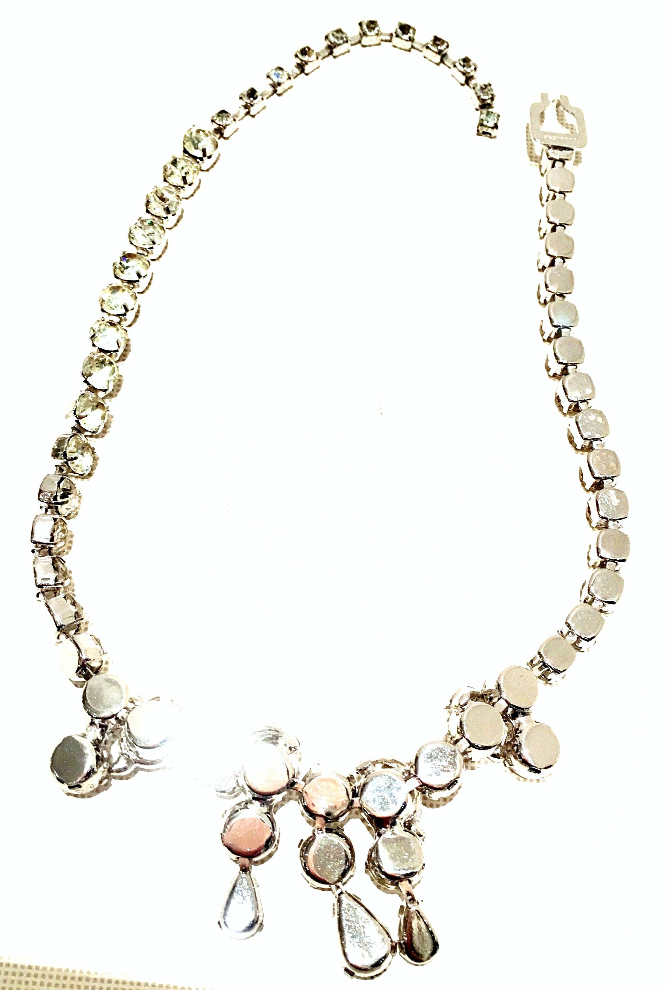 1950'S Silver & Swarovski Crystal Choker Style Necklace By, Eisenberg For Sale 1
