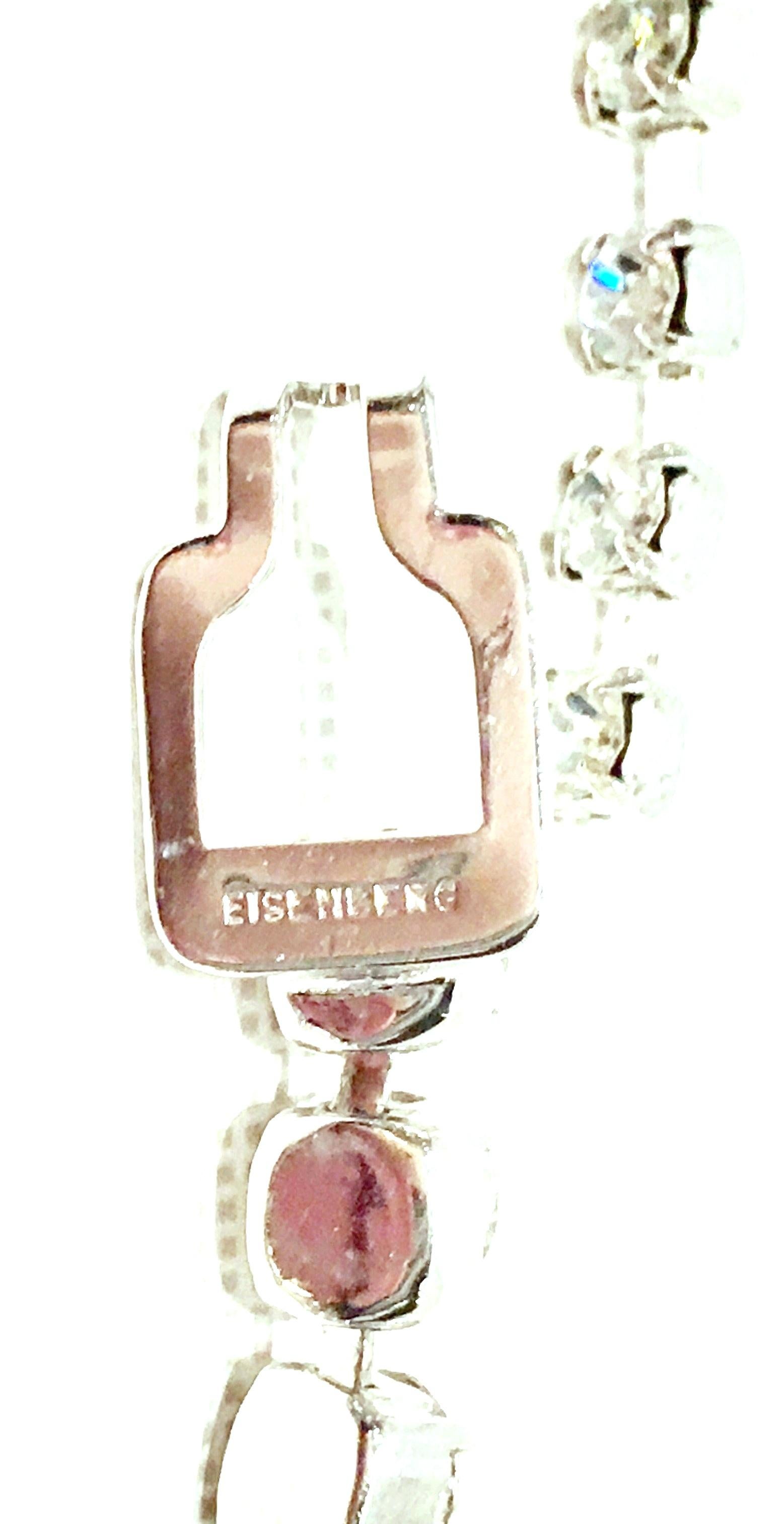1950'S Silver & Swarovski Crystal Choker Style Necklace By, Eisenberg For Sale 2