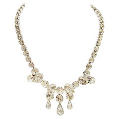 Vintage 1950'S Silver & Swarovski Crystal Choker Style Necklace By, Eisenberg