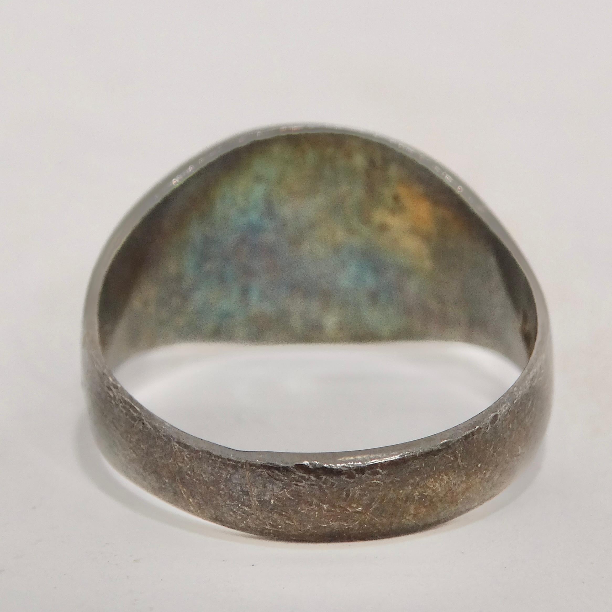 1950er Silber Synthetischer Rubin Ring im Angebot 1