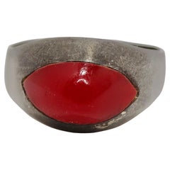 Retro 1950s Silver Synthetic Ruby Ring