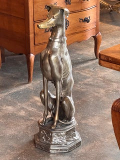 1950s Silvered Brass Whippet Sculpture