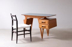 1950's Silvio Cavatorta elegant blond wood writing desk