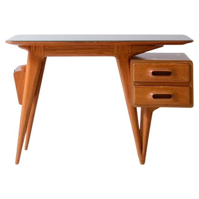 1950
s Silvio Cavatorta elegant blond wood writing desk