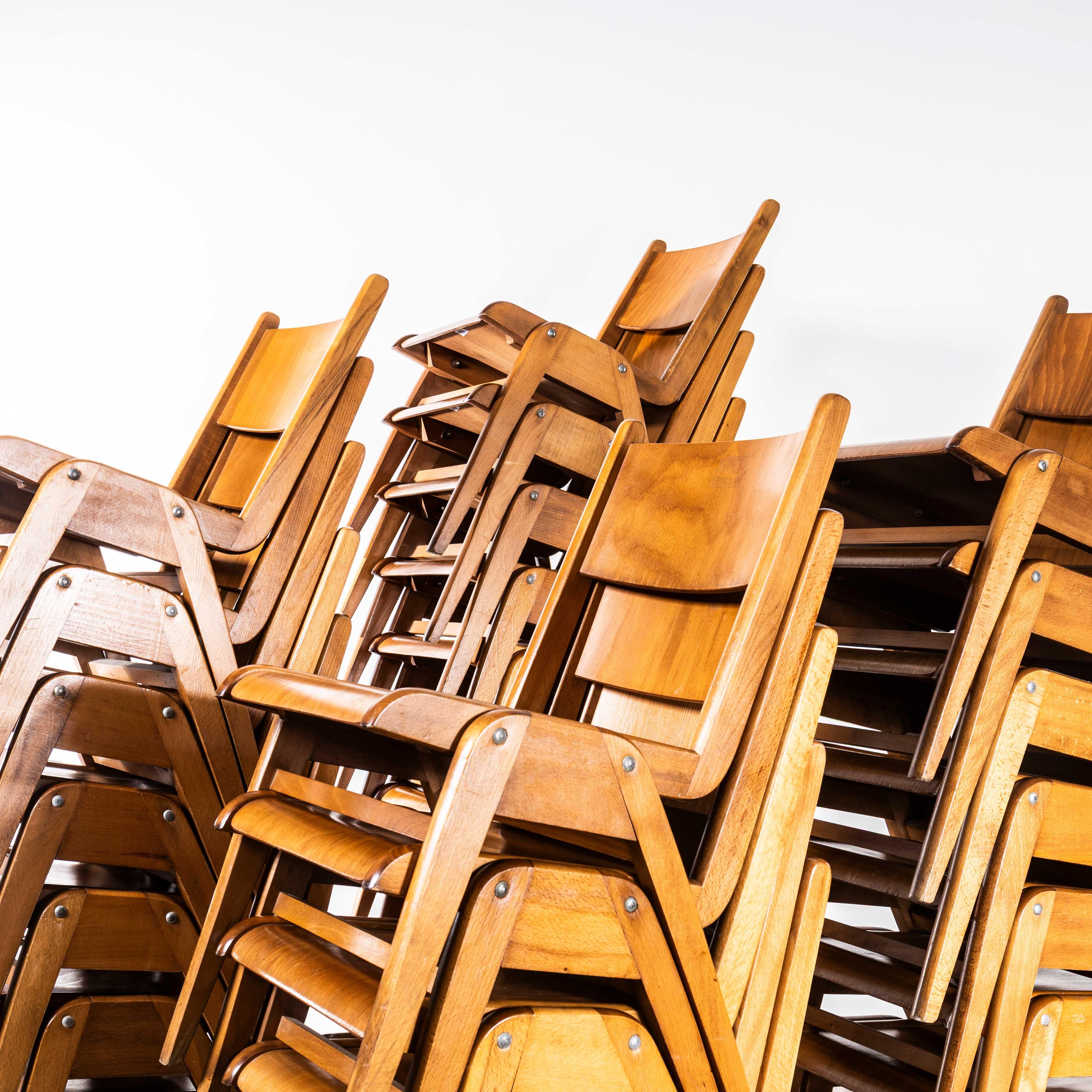 German 1950's Simple Casala Stacking Dining Chairs For Sale