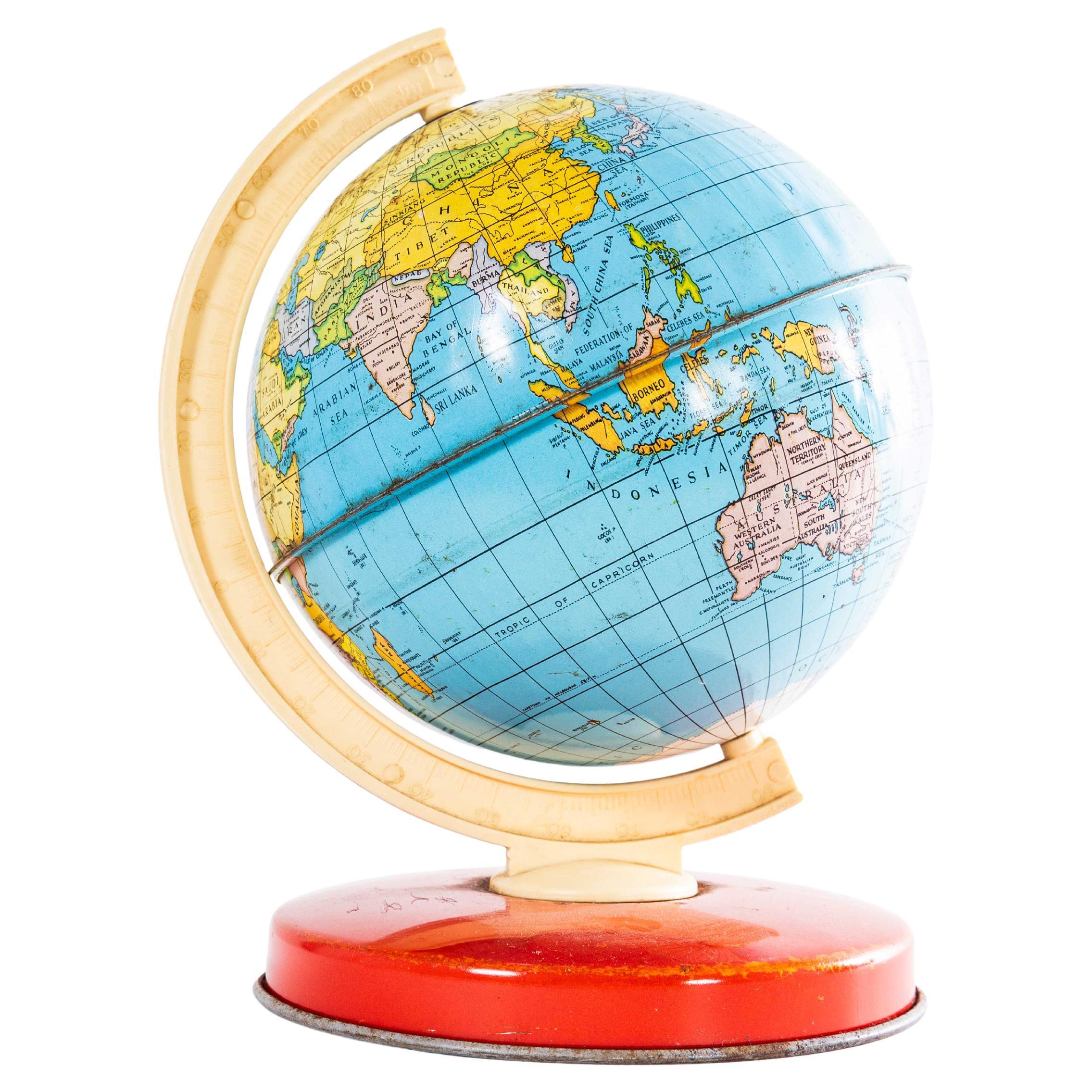 1950's Simple Educational World Globe For Sale