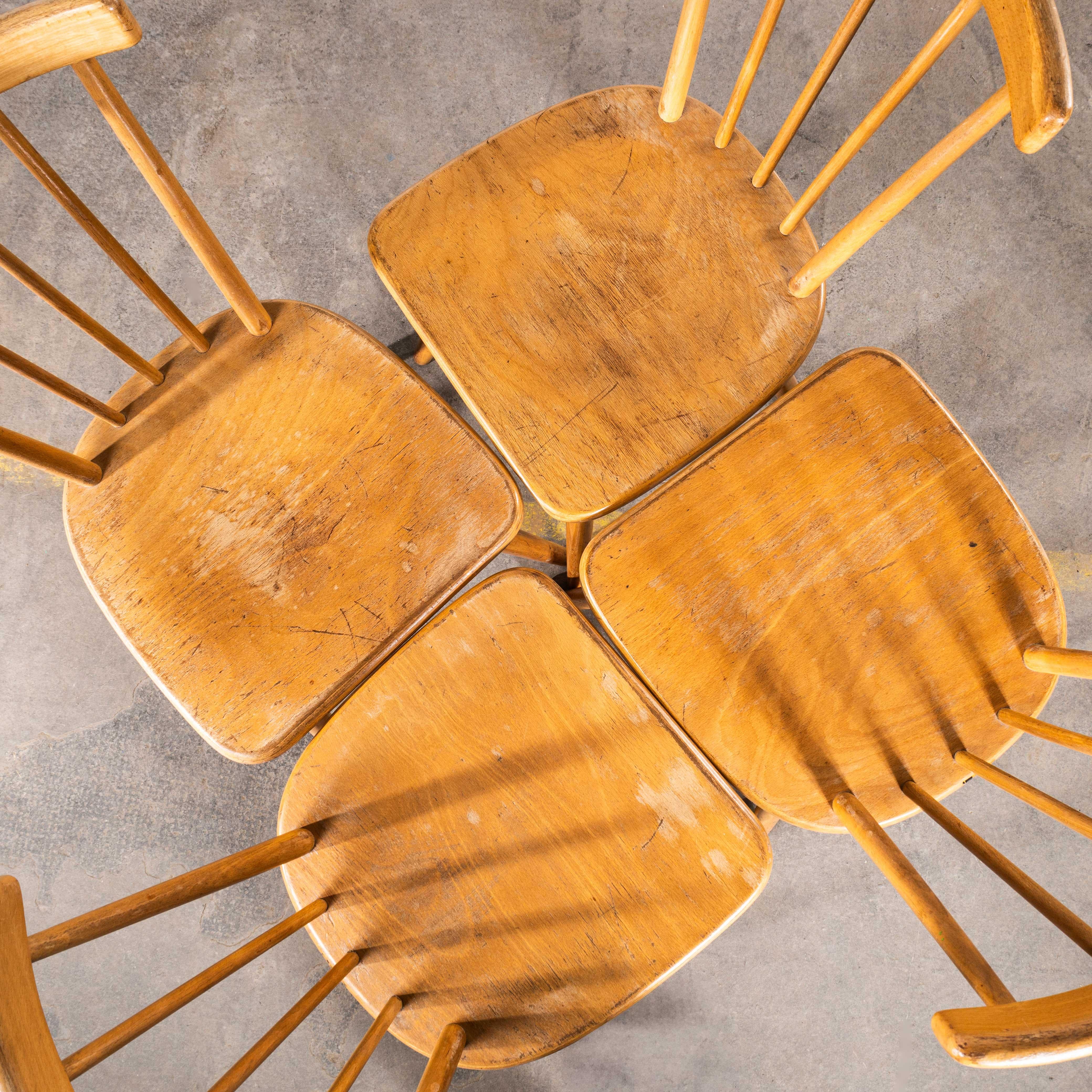1950's Simple Elegant Stick Back Dining Chairs - Good Quantity Available For Sale 2