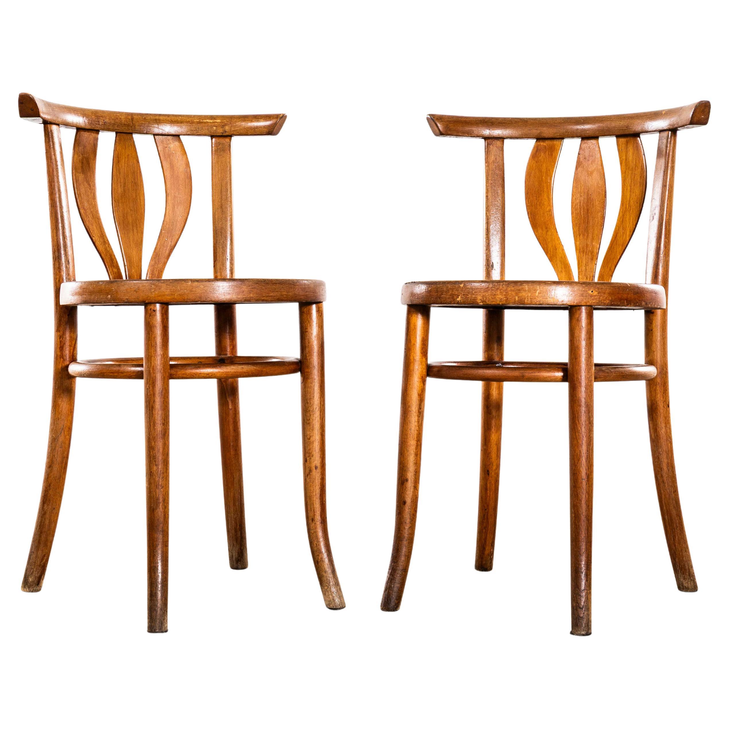1950
s Simple Flower Bud Bentwood Debrecen Dining Chairs - Pair