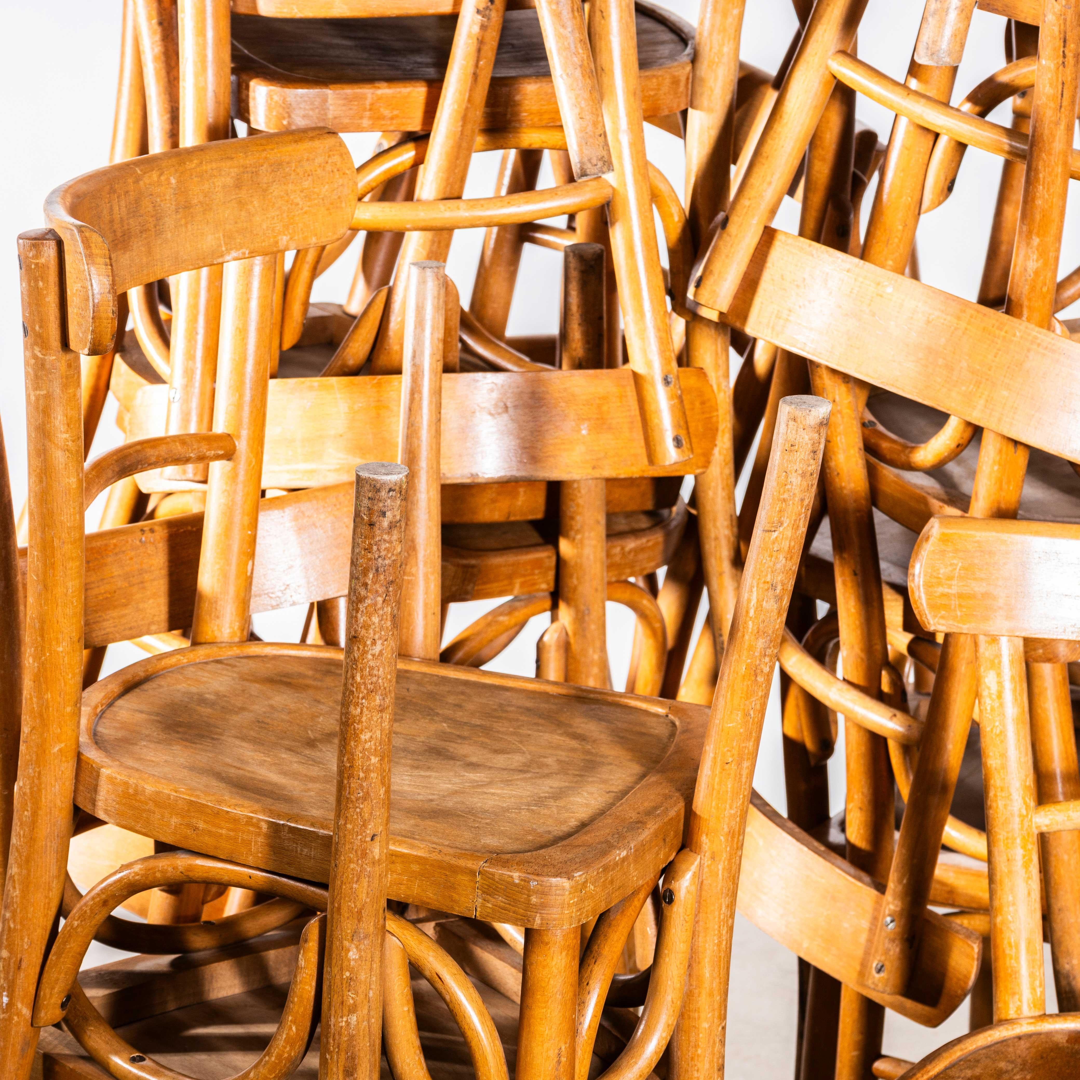 1950's Simple French Bistro Dining Chairs - Large Quantity Available For Sale 5
