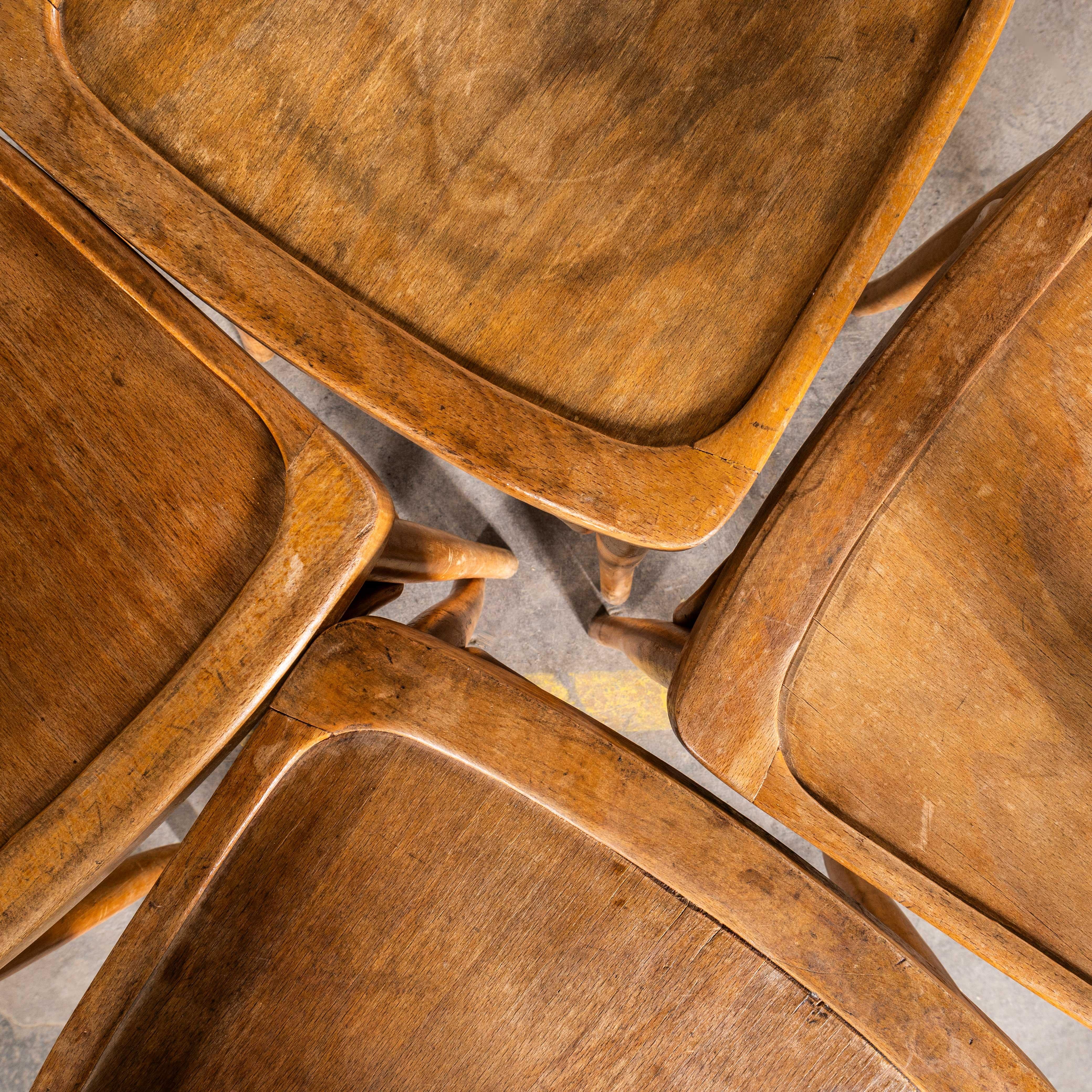 Mid-20th Century 1950's Simple French Bistro Dining Chairs - Large Quantity Available For Sale