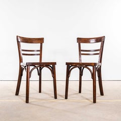 1950's Simple Ladder Back Bentwood Café Dining Chairs - Pair