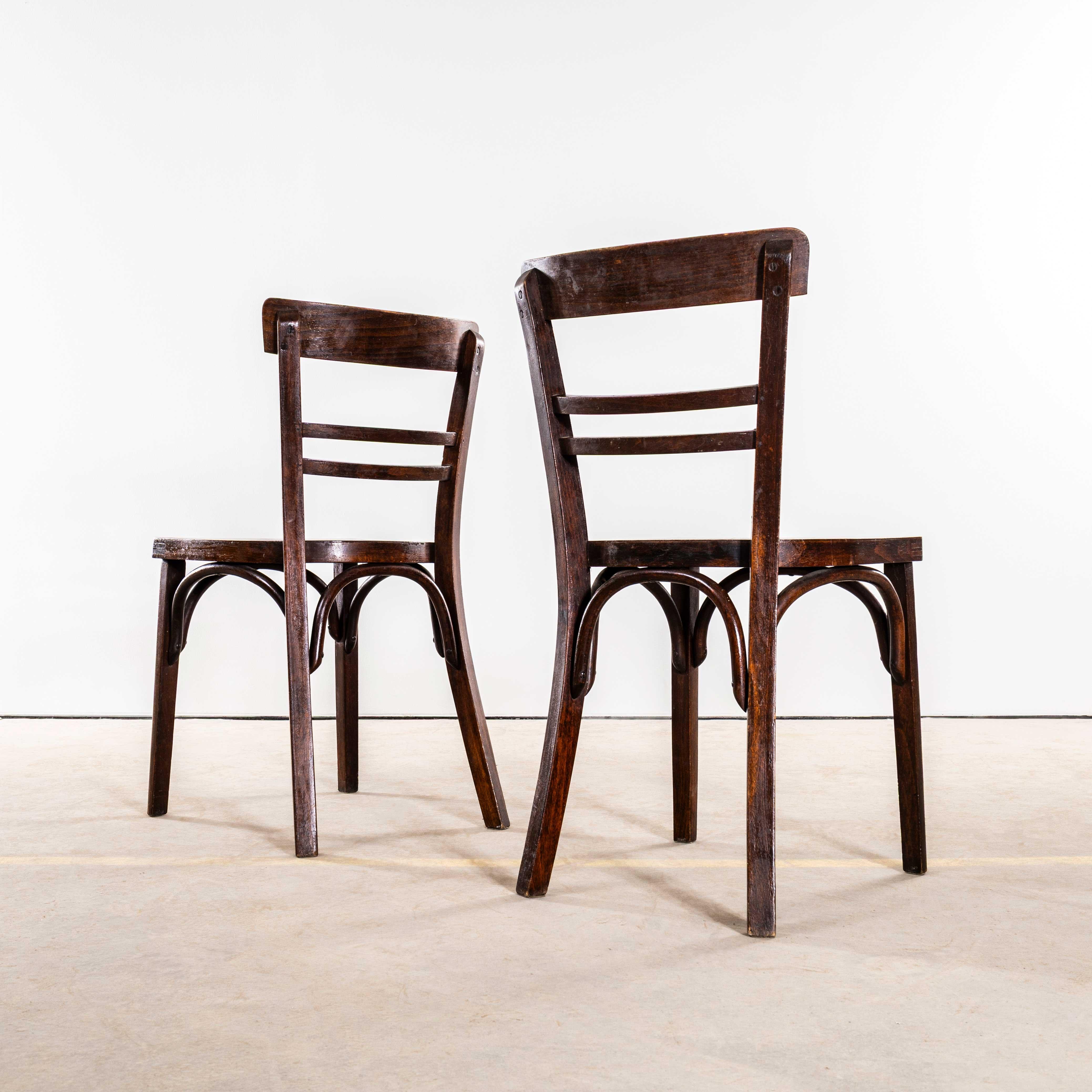 1950's Simple Ladder Back Bentwood Café Dining Chairs - Pair (Mitte des 20. Jahrhunderts) im Angebot