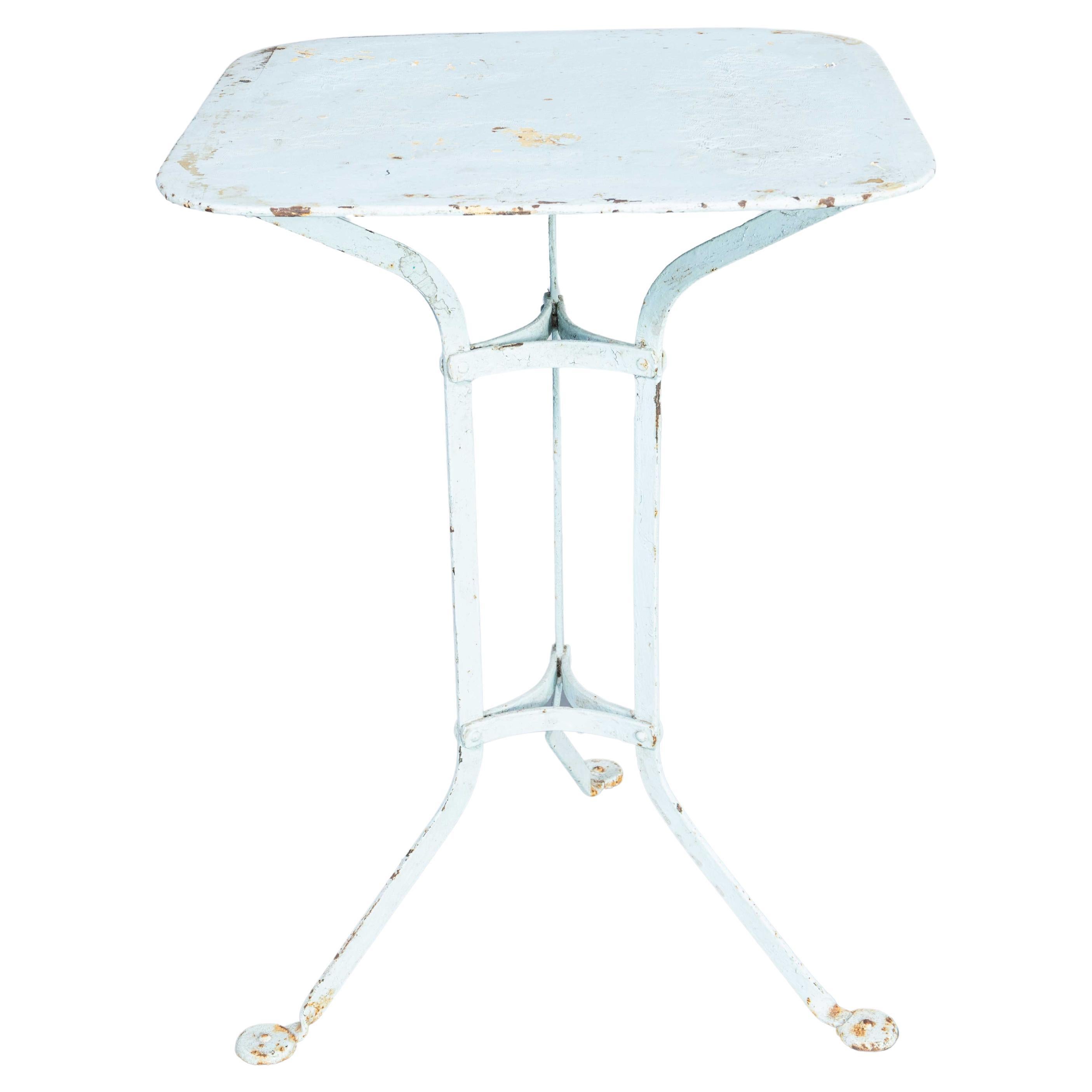 1950's Simple Light Blue French Square Outdoor Metal Table