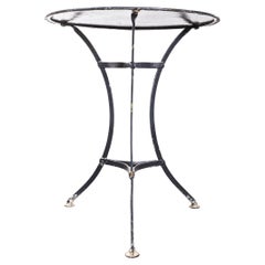 1950's Simple Navy French Round Outdoor Metal Table