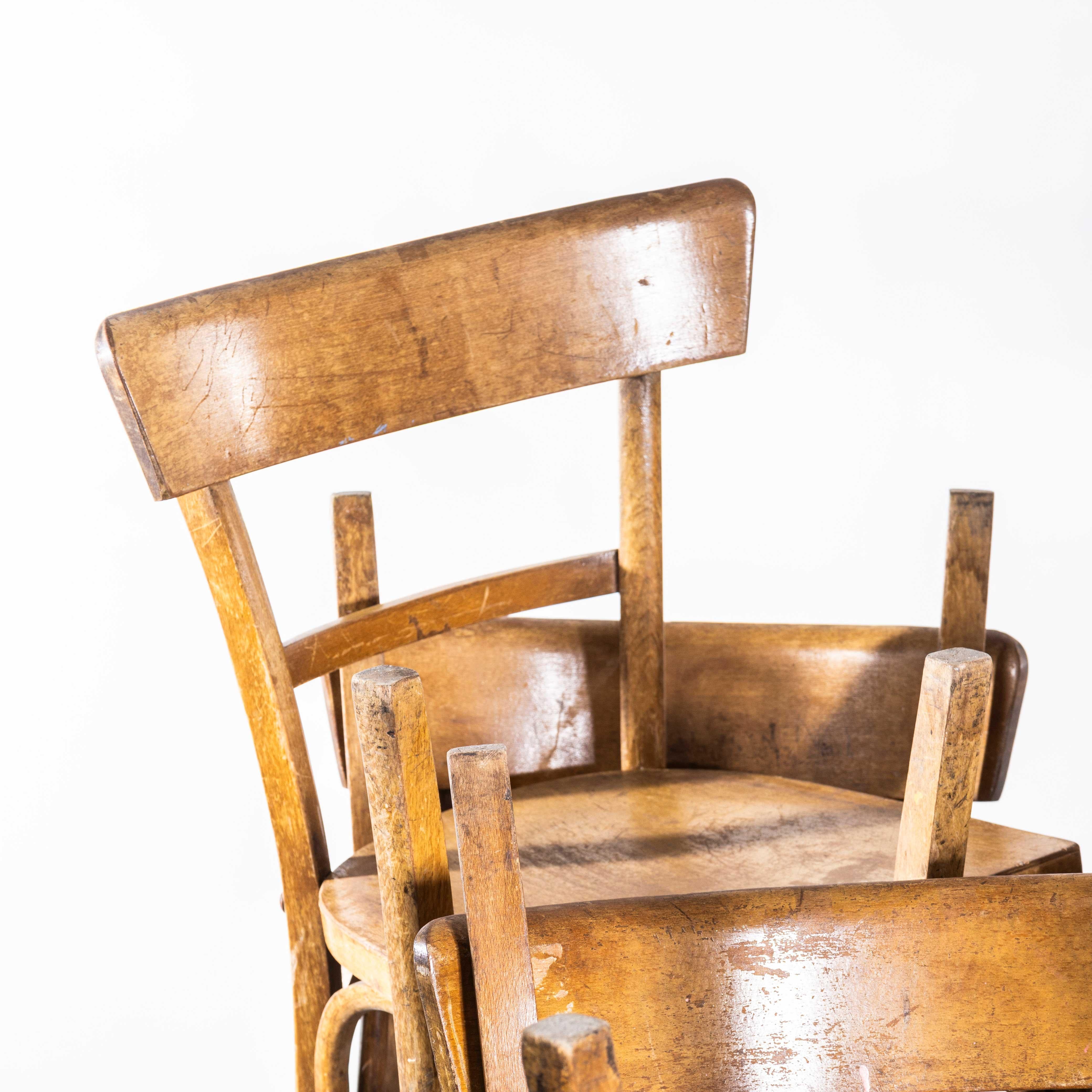 Francese Sedie da caffè in legno di bengala caldo e semplice degli anni '50 - Disponibile in piccole serie in vendita