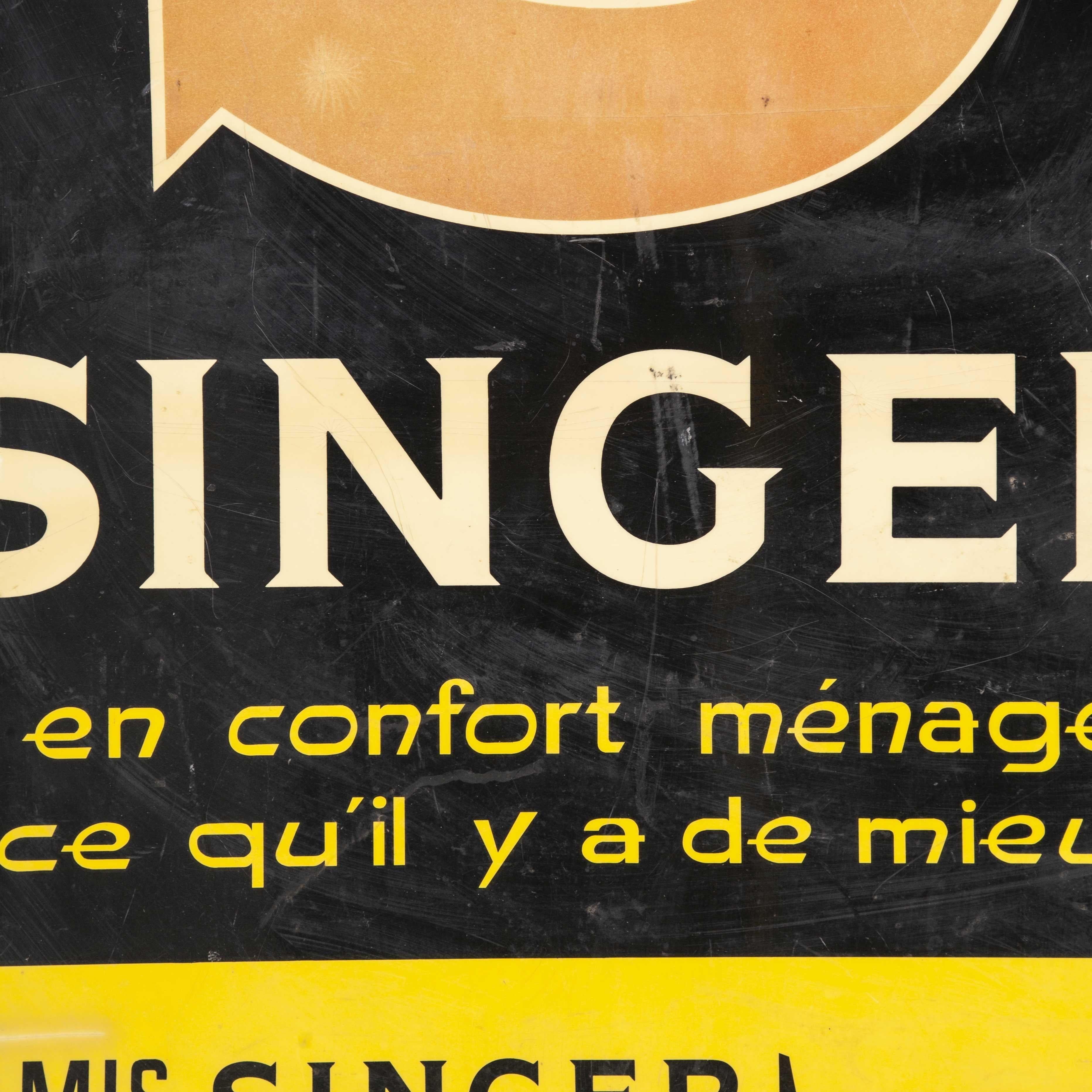 1950er Jahre Singer Werbung Händler Display Zeichen (Glasfaser) im Angebot