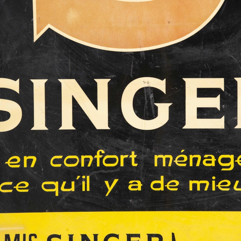 1950s Singer Advertising Dealer Display Sign For Sale at 1stDibs