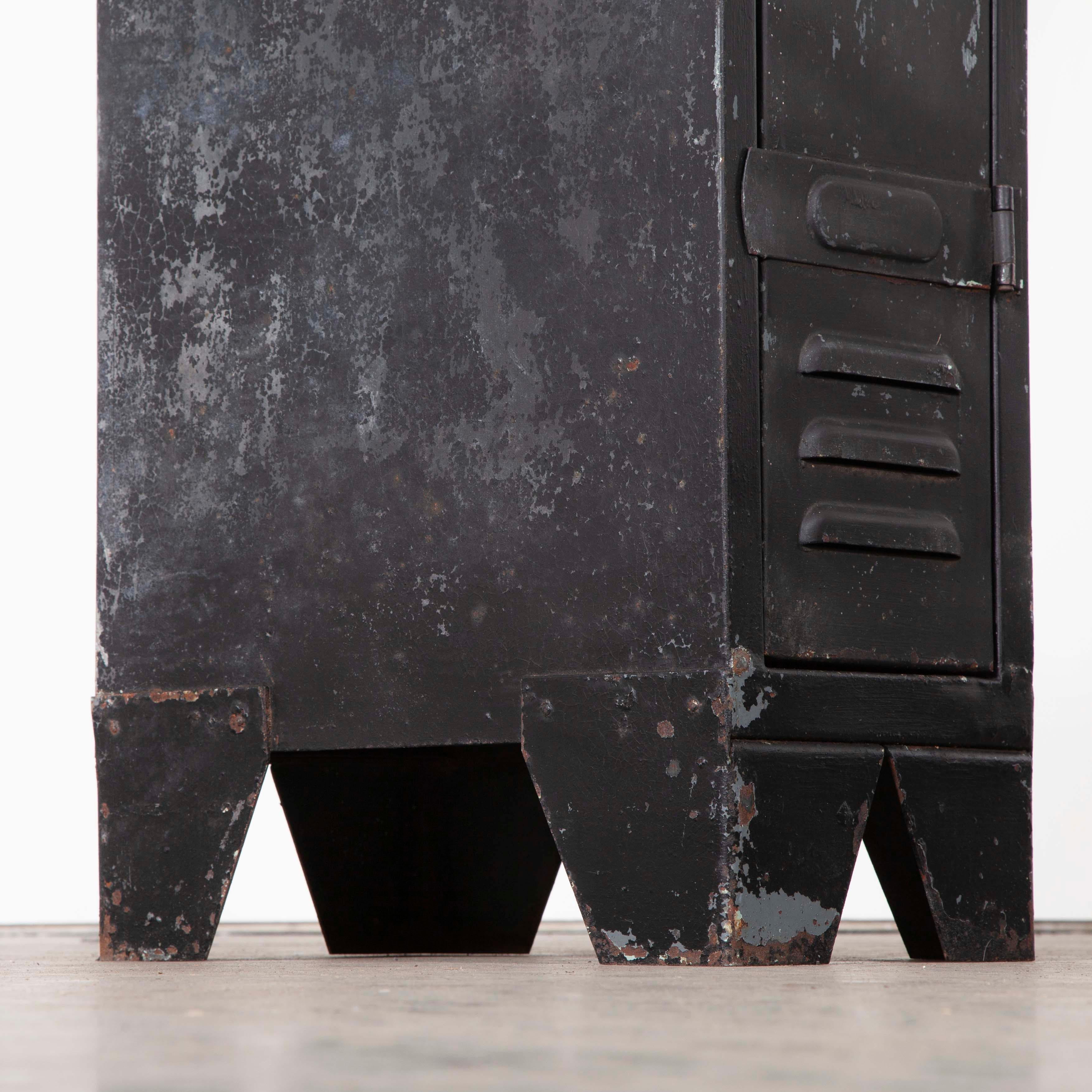 1950s Single Industrial Metal Locker, Matt Black 10