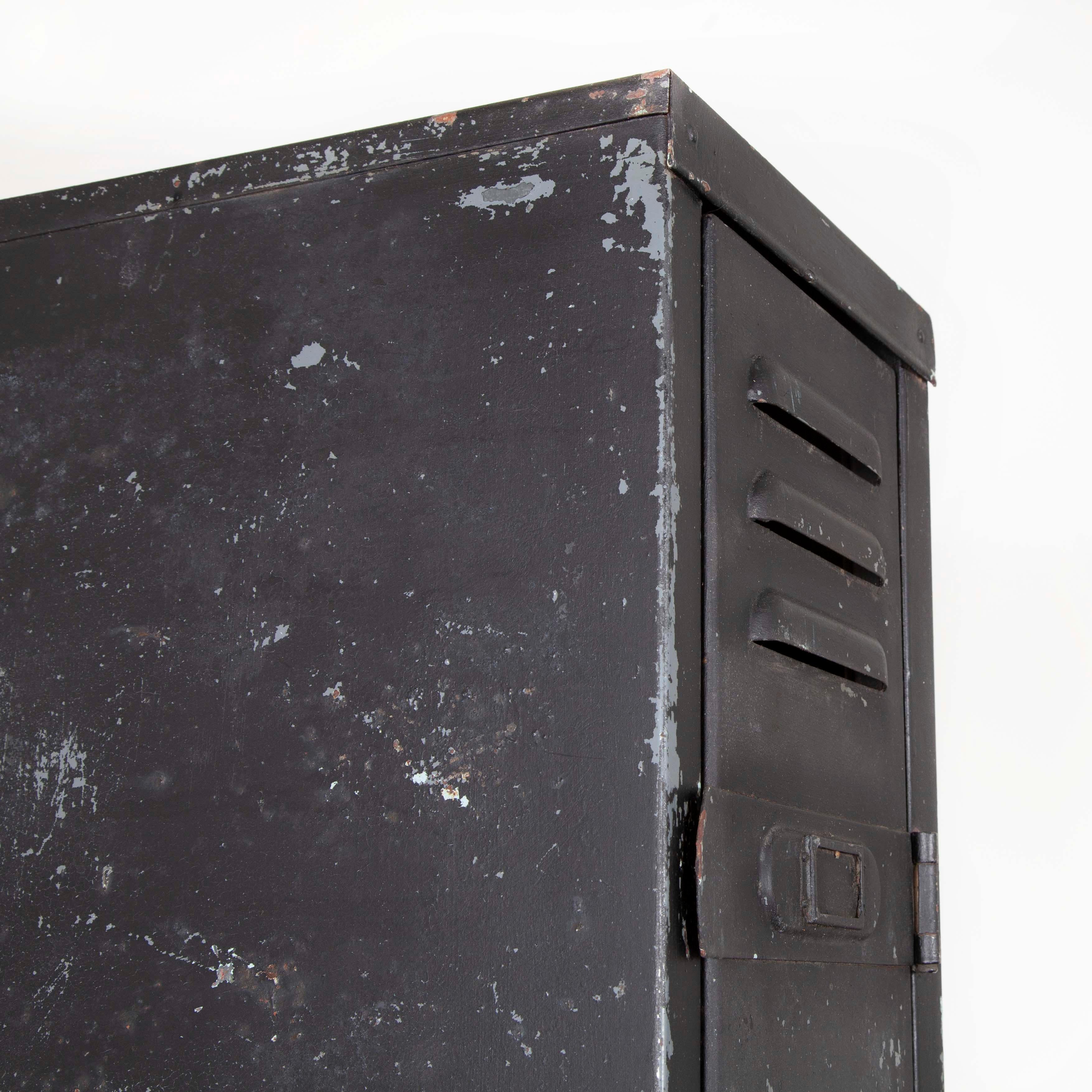 1950s Single Industrial Metal Locker, Matt Black 12