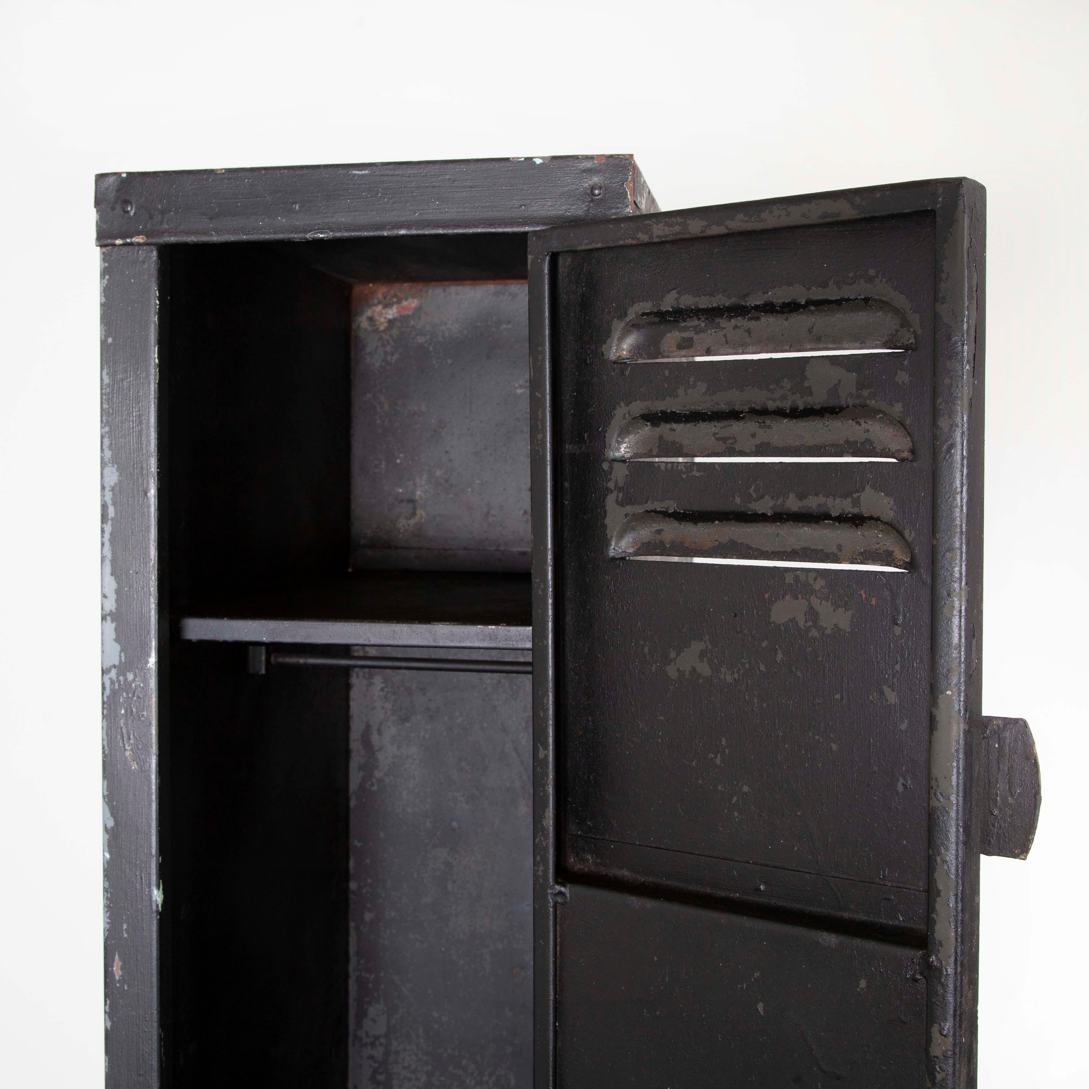 1950s Single Industrial Metal Locker, Matt Black 3