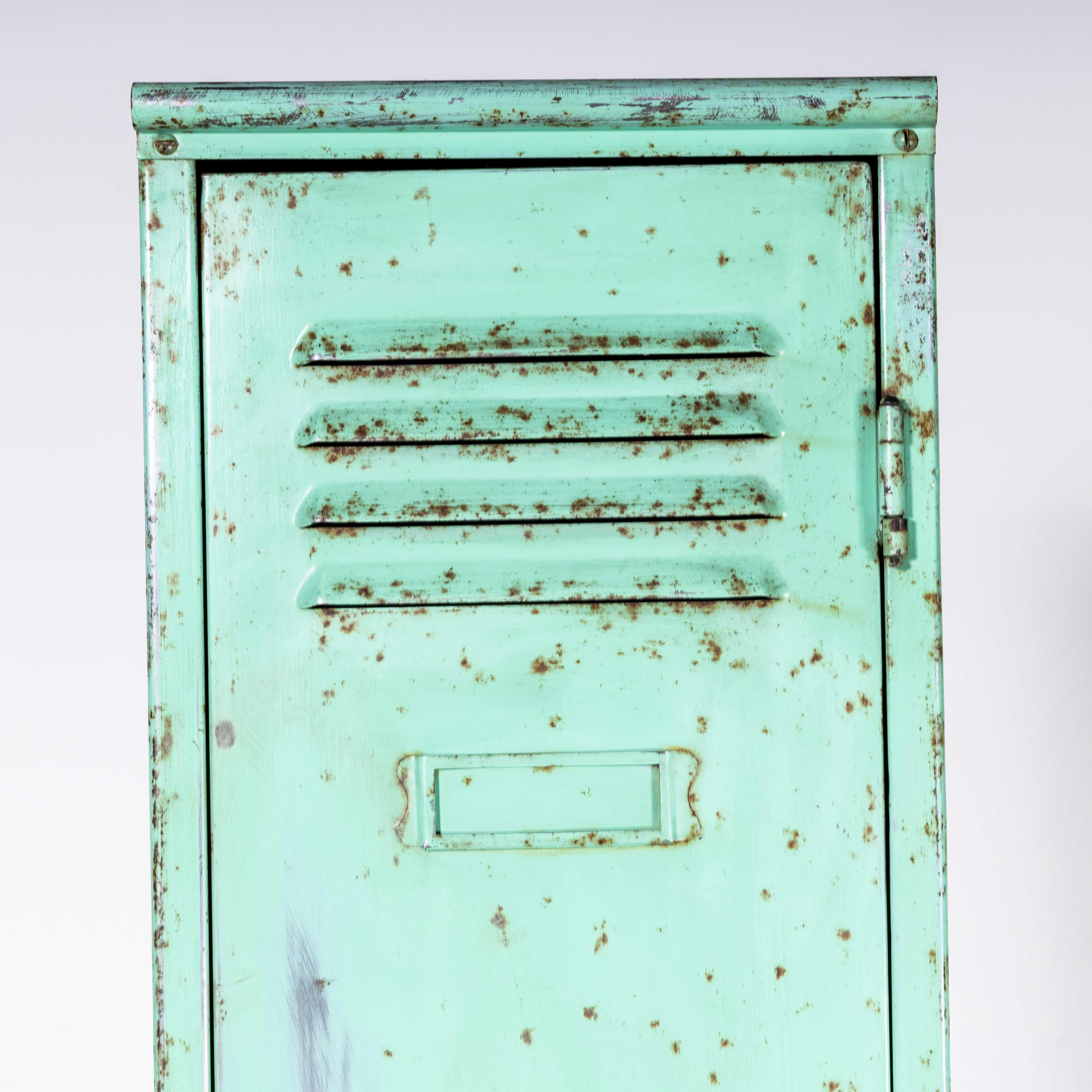 1950s Single Industrial Metal Locker, Mint Green 7