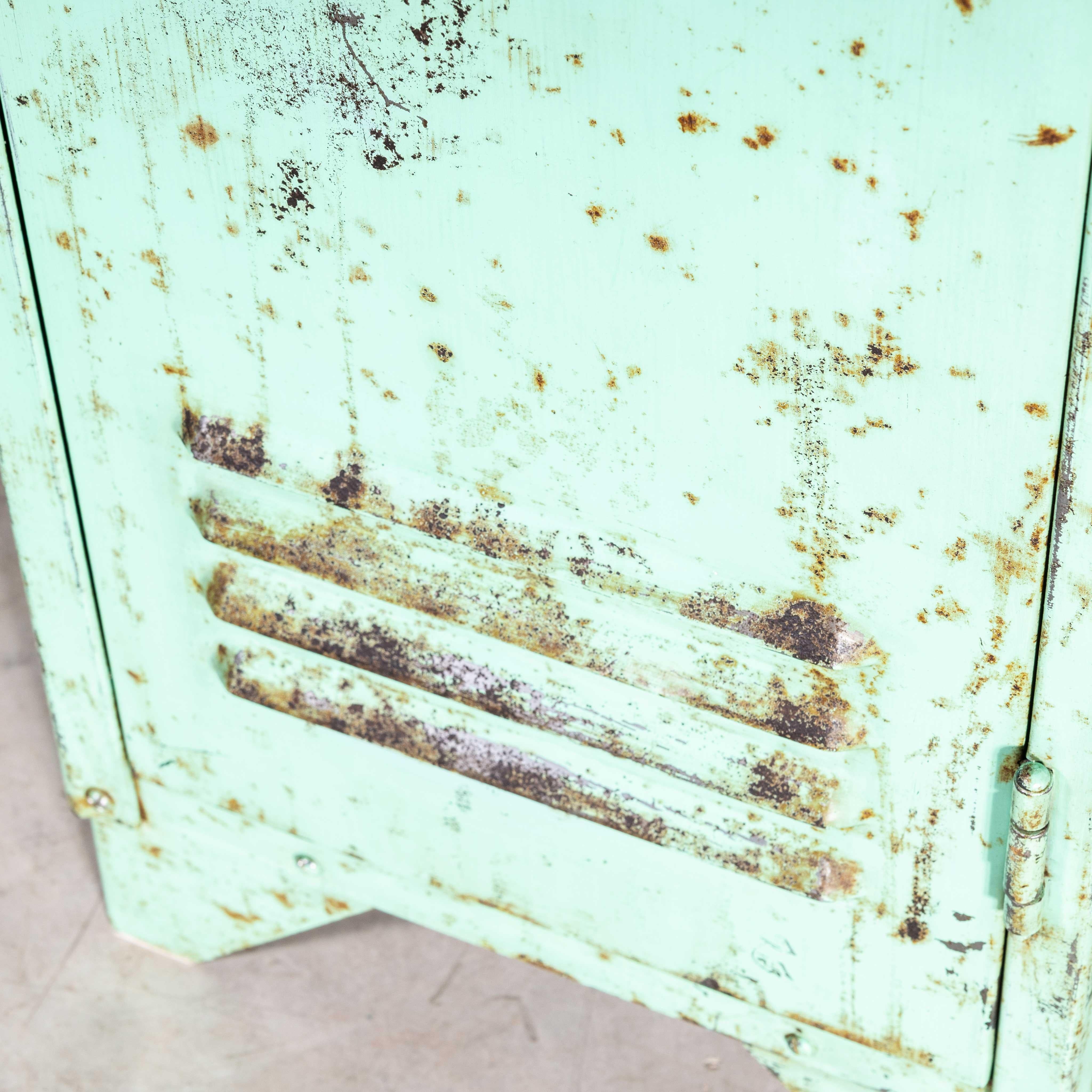 1950s Single Industrial Metal Locker, Mint Green 4