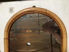 1950s Single-Strand Arched Rattan Mirror