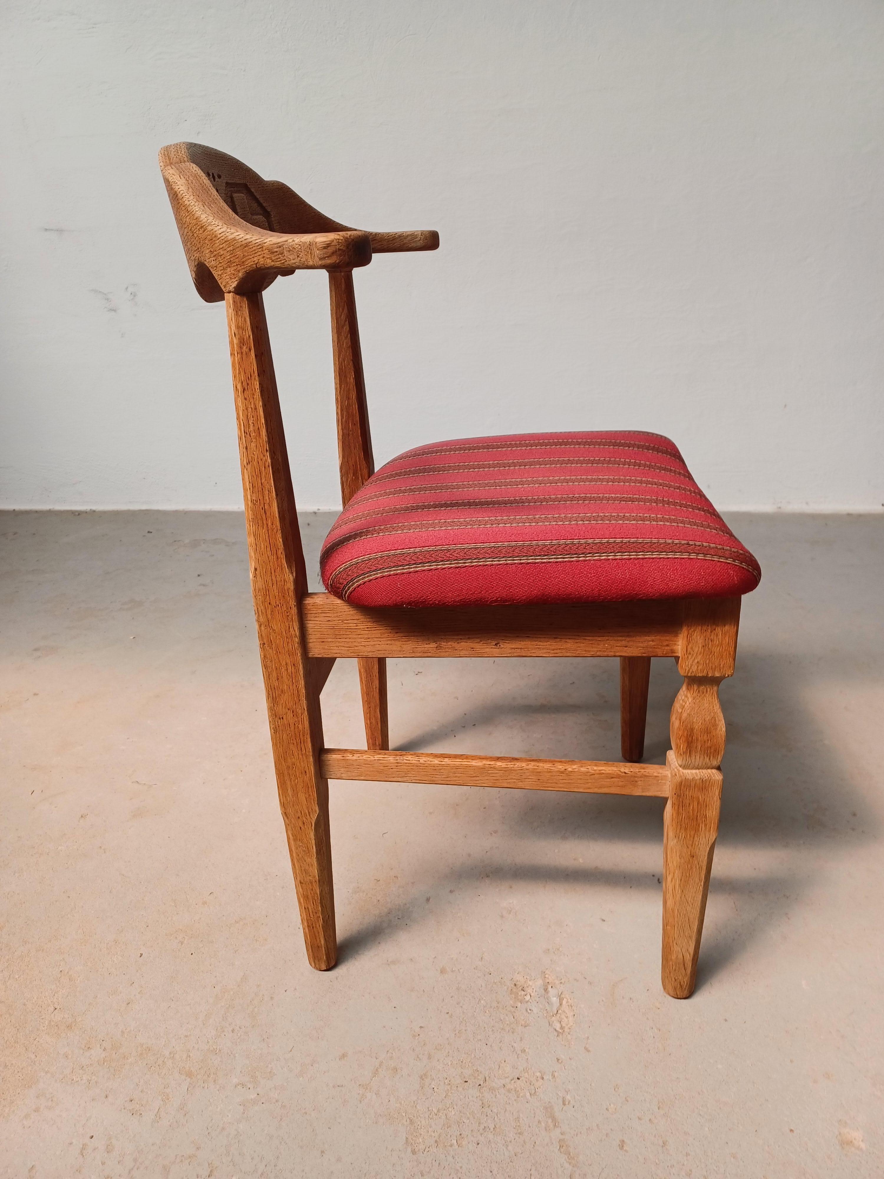 1950s Six Original Danish Henning Kjærnulf Brutalist Dining Chairs in Oak For Sale 6