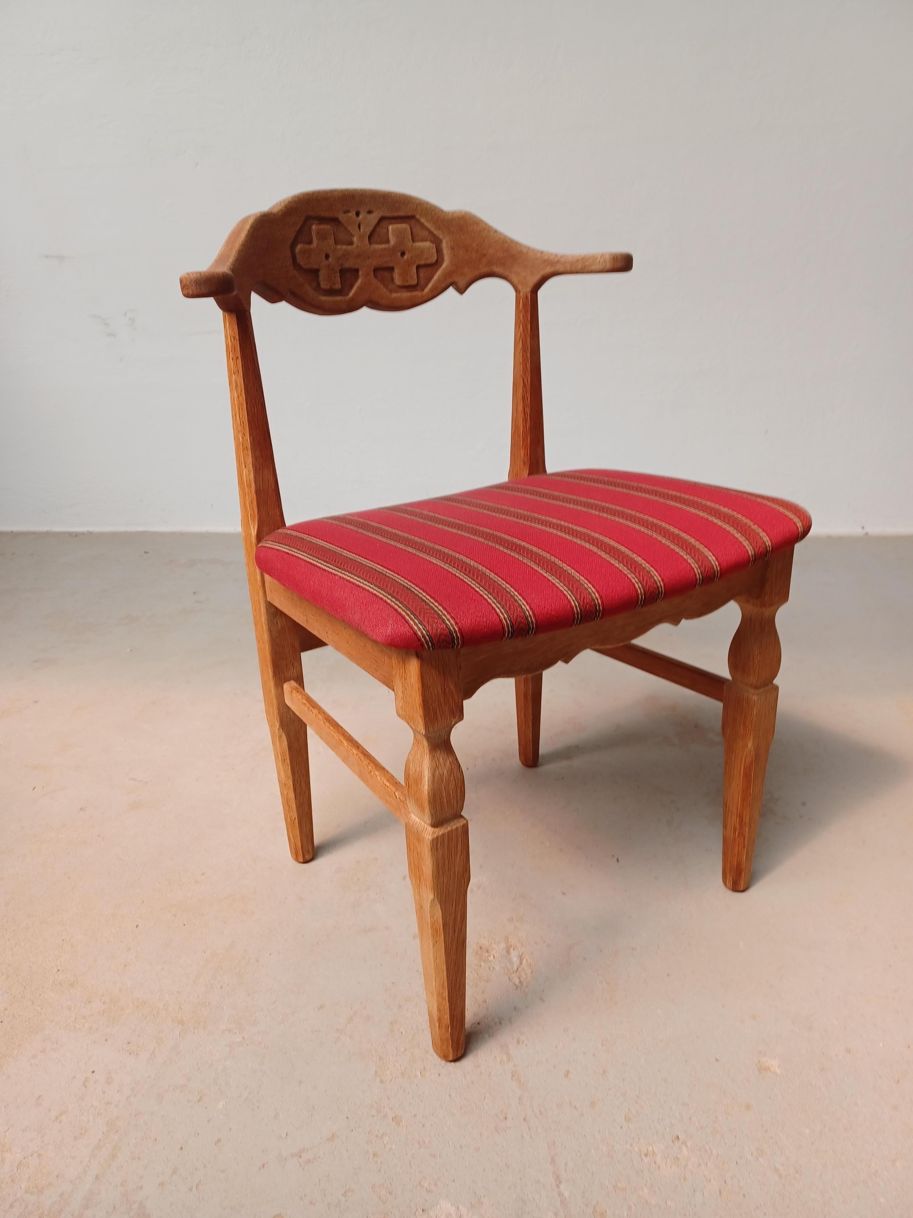 1950s Six Original Danish Henning Kjærnulf Brutalist Dining Chairs in Oak For Sale 7
