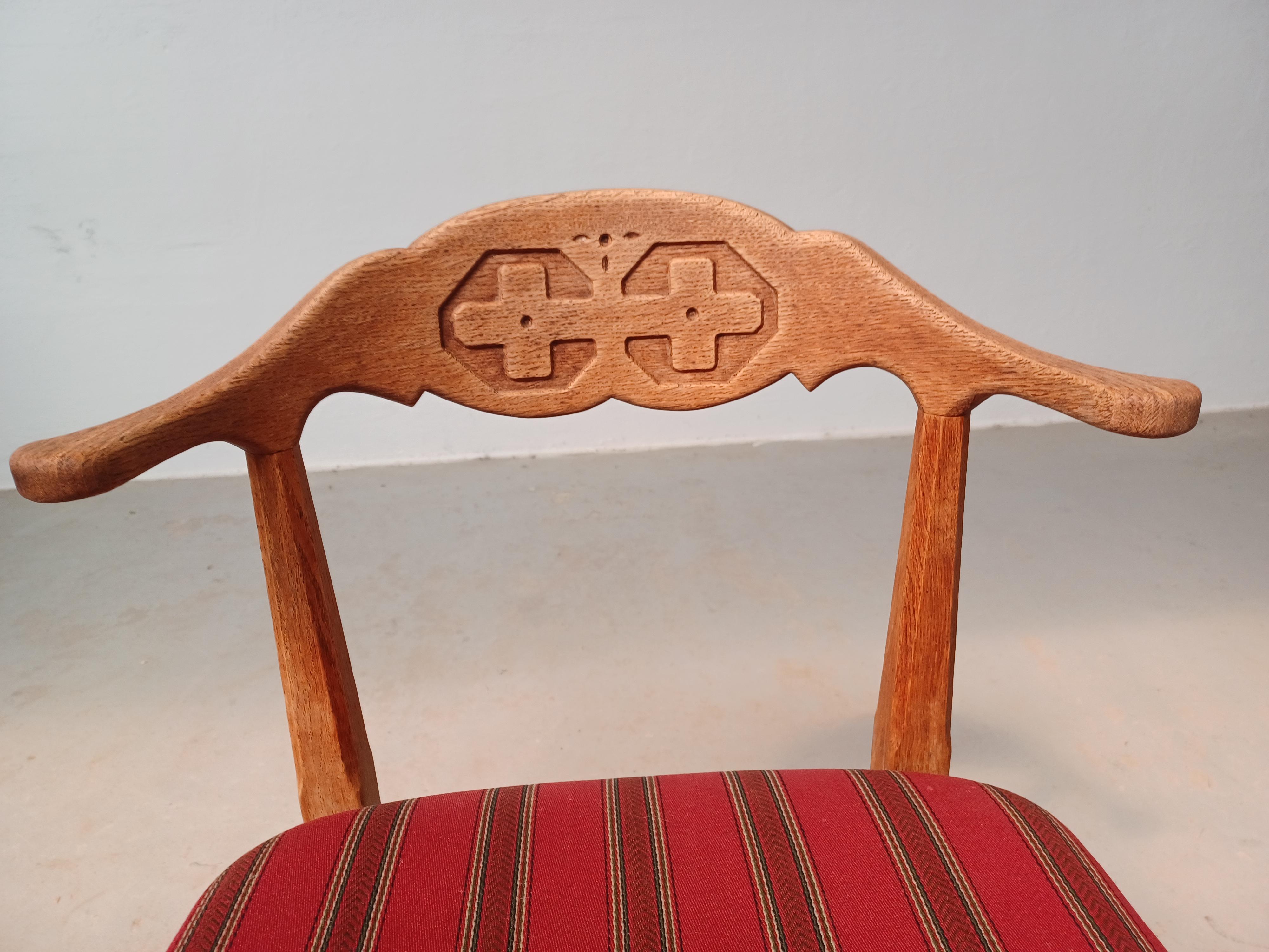 1950s Six Original Danish Henning Kjærnulf Brutalist Dining Chairs in Oak For Sale 8