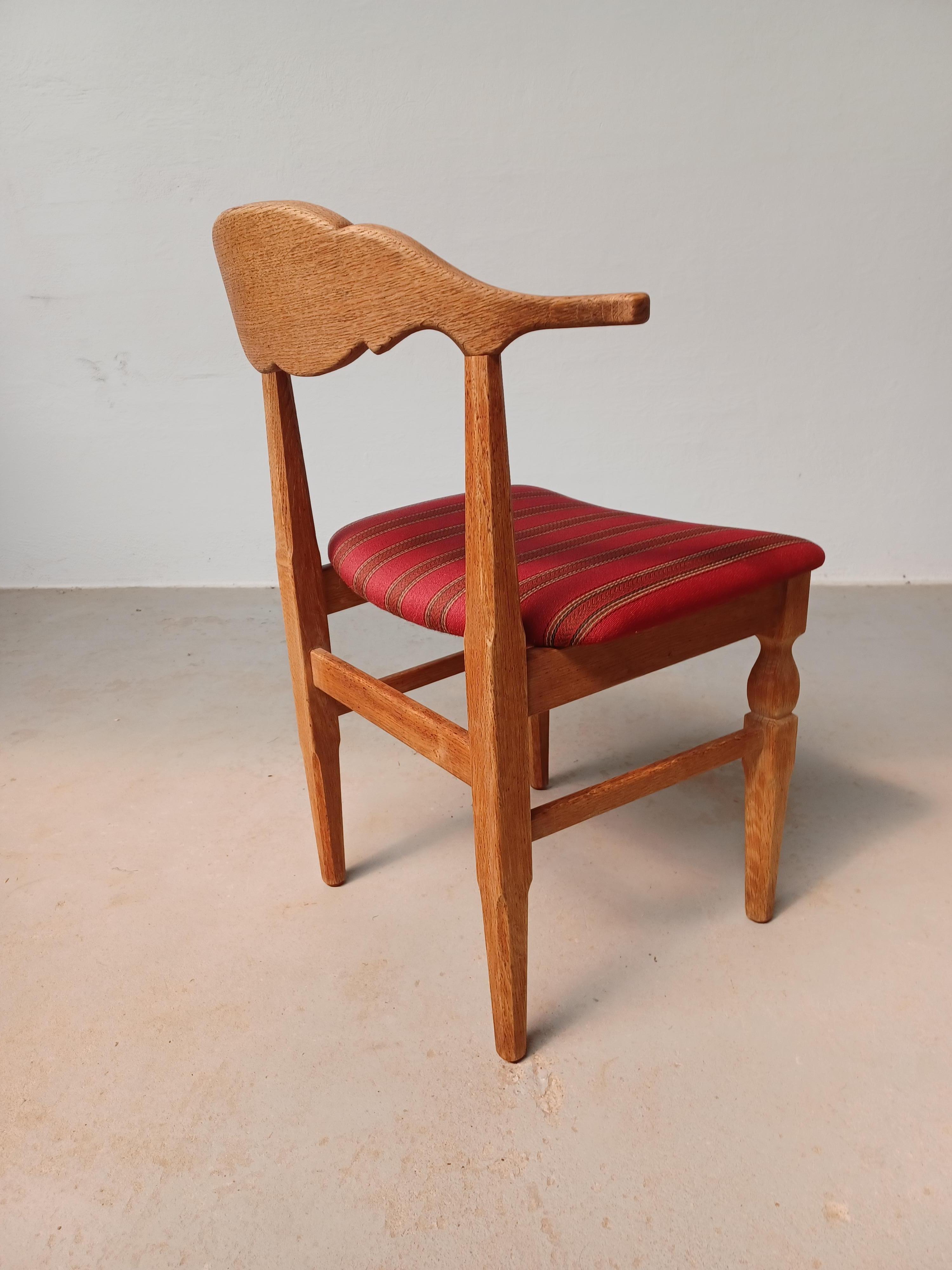 1950s Six Original Danish Henning Kjærnulf Brutalist Dining Chairs in Oak For Sale 5