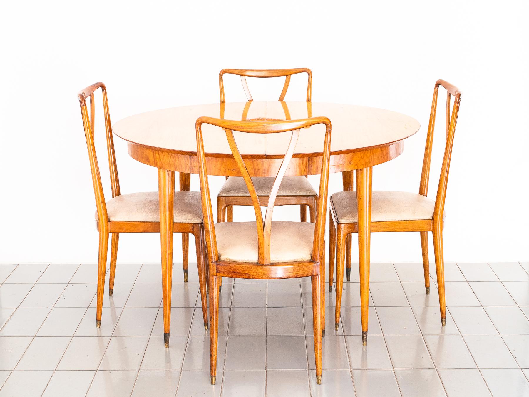 Hardwood 1950s Six Seats Dining Set in Caviúna Wood, by Giuseppe Scapinelli