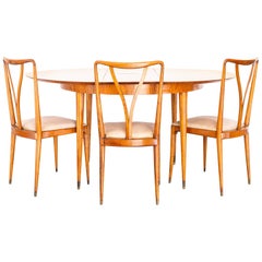 1950s Six Seats Dining Set in Caviúna Wood, by Giuseppe Scapinelli