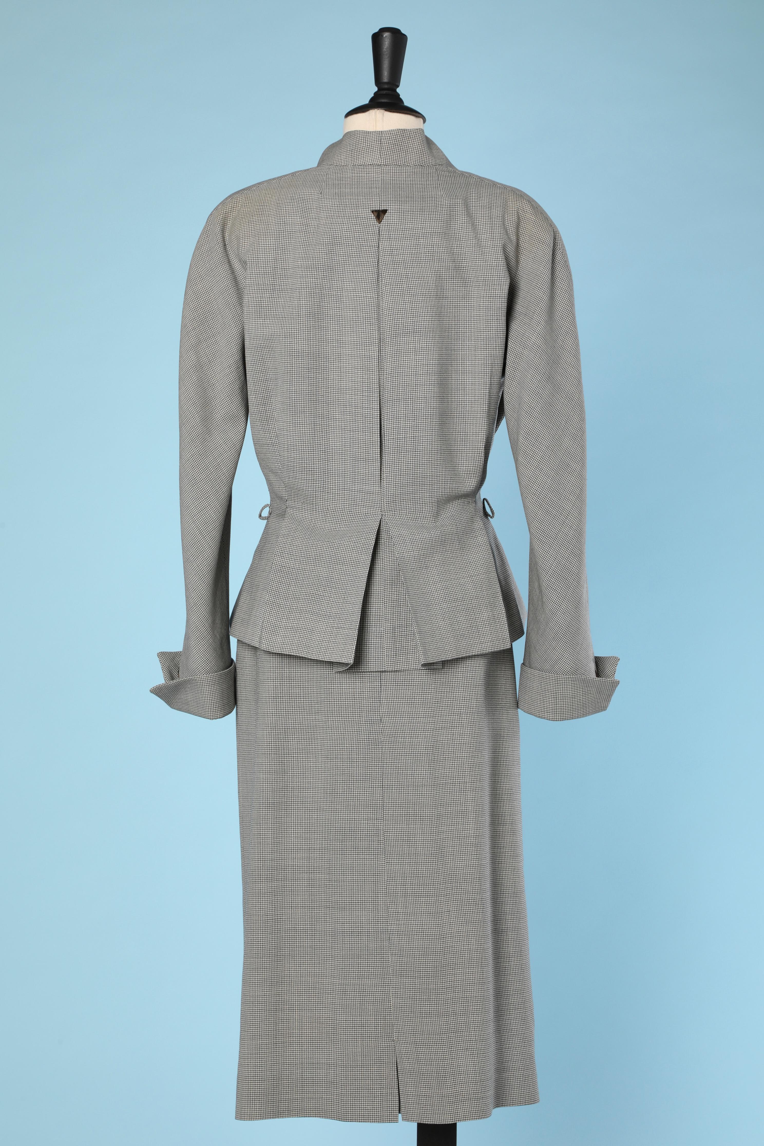 Women's 1950's skirt-suit in mini houndstooth pattern Jacques Fath 