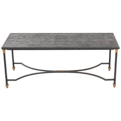 1950s Slate and Iron Coffee Table