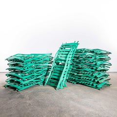1950's Slatted Pea Green French Outdoor Folding Chairs - Good Quantity Available