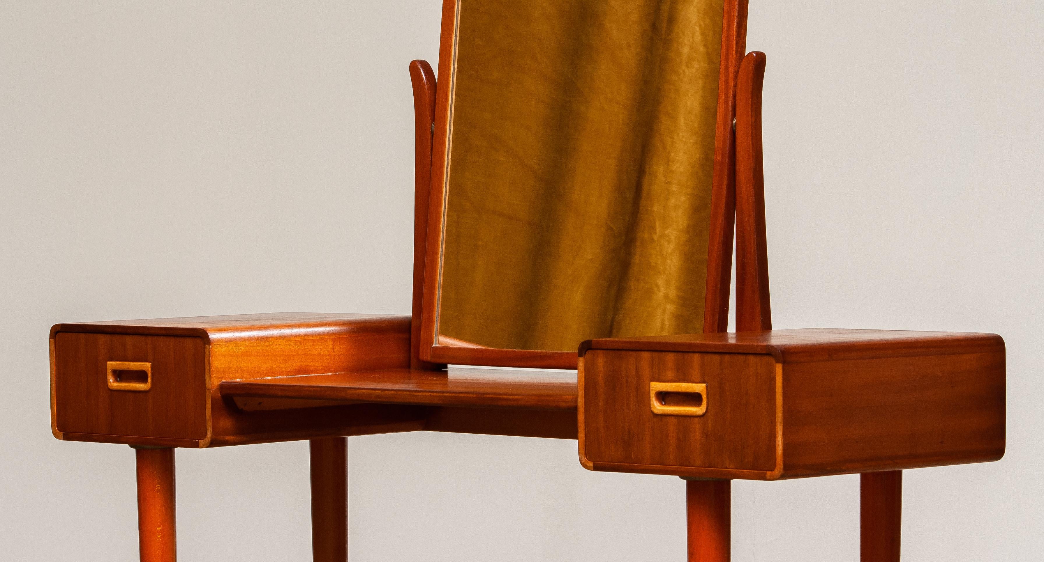 1950's Slim Mahogany Dressing Table / Vanity by Tibro, Sweden 3