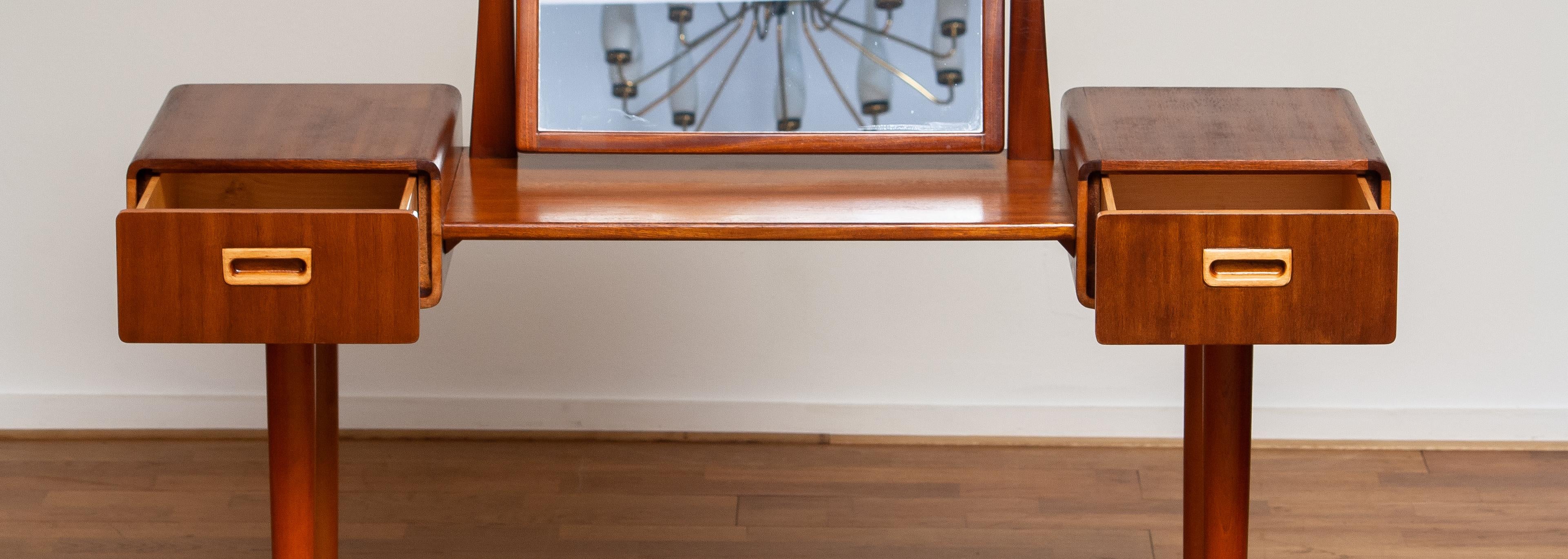 1950's Slim Mahogany Dressing Table / Vanity by Tibro, Sweden 2