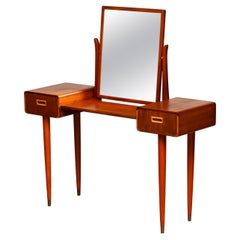 1950's Slim Mahogany Dressing Table / Vanity by Tibro, Sweden
