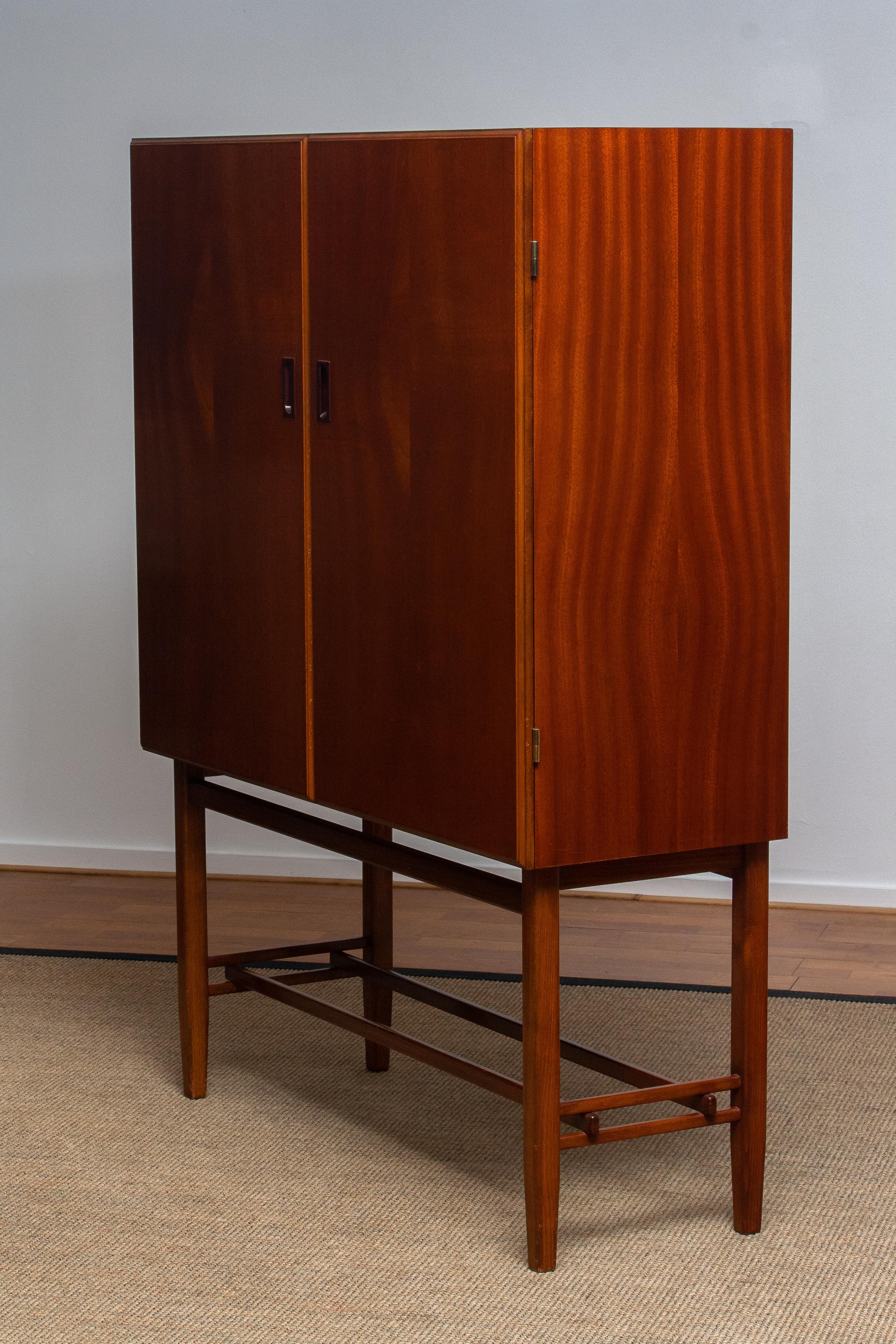 Mid-20th Century 1950s, Slim Midcentury Mahogany Dry Bar / Cabinet by Forenades Mobler, Sweden